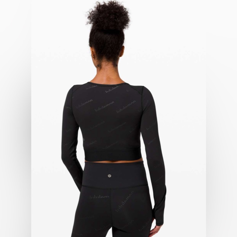 Rare Lululemon Wunder Train Crop Long Sleeve *Special Edition emboss gold logo - Picture 2 of 14